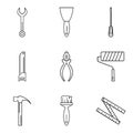 Construction tools. Repair linear icons. Vector set.