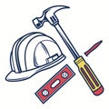 Construction tools and safety gear for building and repair projects Royalty Free Stock Photo