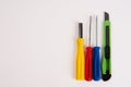 Construction tools screwdrivers on a light background equipment for repair industry