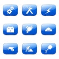 Construction Tools Square Vector Blue Icon Royalty Free Stock Photo