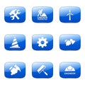 Construction Tools Square Vector Blue Icon Set 2