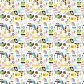 Construction tools vector icons seamless pattern. Royalty Free Stock Photo