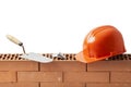 Construction Tools on a Wall of Bricks Royalty Free Stock Photo