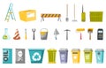 Construction tools and waste bins illustration set Royalty Free Stock Photo