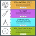 Construction tools web banner templates set