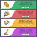 Construction tools web banner templates set