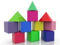 Construction of toy blocks with towers.3d illustration Royalty Free Stock Photo