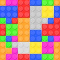 Construction toy bricks. Colored building blocks set as seamless pattern Royalty Free Stock Photo