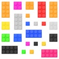 Construction toy bricks. Colored building blocks set Royalty Free Stock Photo