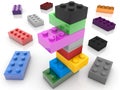 Construction of toy bricks in various colors Royalty Free Stock Photo