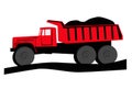Construction transport. Big red truck, dump truck. tipper, tip lorry, tip track. Royalty Free Stock Photo