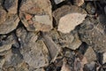 Construction trash, various construction stones, broken bricks, broken foundation and building materials. Bright and excellent bac Royalty Free Stock Photo