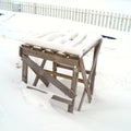 Construction trestles in snow Royalty Free Stock Photo