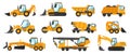 Construction trucks. Heavy industrial vehicles for digging, mining, lifting and transportation. Building transport