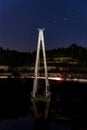 Construction Twilight / Night Scene - Ironton-Russell Cable Stayed Suspension Bridge - Ohio River - Ohio & Kentucky Royalty Free Stock Photo