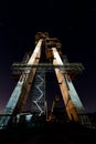 Construction Twilight / Night Scene - Ironton-Russell Cable Stayed Suspension Bridge - Ohio River - Ohio & Kentucky Royalty Free Stock Photo