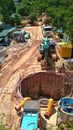 Construction of underground water pipes Royalty Free Stock Photo