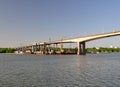 Construction understudy of the Voroshilovskii bridge. Rostov-on-Don. Russia Royalty Free Stock Photo