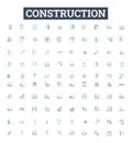 Construction vector line icons set. Build, Structure, Construct, Architect, Edifice, Engineering, House illustration