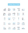 Construction vector line icons set. Build, Structure, Construct, Architect, Edifice, Engineering, House illustration