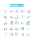 Construction vector line icons set. Build, Structure, Construct, Architect, Edifice, Engineering, House illustration