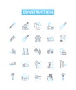 Construction vector line icons set. Build, Structure, Construct, Architect, Edifice, Engineering, House illustration