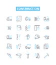 Construction vector line icons set. Build, Structure, Construct, Architect, Edifice, Engineering, House illustration