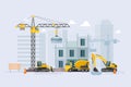 Under construction Building work process with construction machines Royalty Free Stock Photo