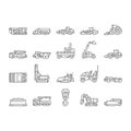 construction vehicle heavy work icons set vector