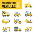 Construction Vehicle and Transport Flat Icons Royalty Free Stock Photo
