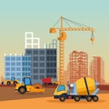 Construction vehicles cartoon