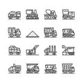 Construction Vehicles and Equipment Line Art Icons Royalty Free Stock Photo