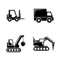 Construction vehicles. Simple Related Vector Icons Royalty Free Stock Photo