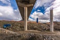 Construction of a viaduct, civil engineering to build a road Royalty Free Stock Photo