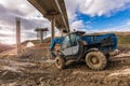 Construction of a viaduct, civil engineering to build a road Royalty Free Stock Photo