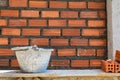 Construction wall Building with brick and cement Royalty Free Stock Photo