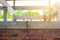 Construction wall Building with brick and cement Royalty Free Stock Photo