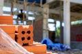Construction wall Building with brick and cement Royalty Free Stock Photo
