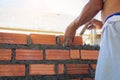 Construction wall Building with brick and cement Royalty Free Stock Photo