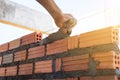 Construction wall Building with brick and cement Royalty Free Stock Photo