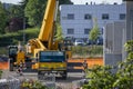 Construction of a warehouse and offices: installation of concrete walls