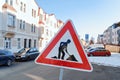 Construction Warning Road Sign Royalty Free Stock Photo