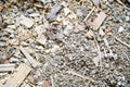 Construction waste background. Splinters from wood, stones and wires. Royalty Free Stock Photo