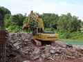 Construction waste pile at construction site.