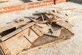 Construction waste on the roof of the house under construction Royalty Free Stock Photo