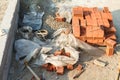 Construction waste on the roof of the house under construction Royalty Free Stock Photo