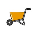 Construction wheelbarrow doodle icon, vector illustration