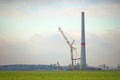 Construction of a wind power station in Mecklenburg-Vorpommern, Germany Royalty Free Stock Photo