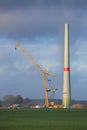 Construction of a wind power station in Mecklenburg-Vorpommern, Germany Royalty Free Stock Photo