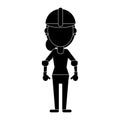 Construction woman helmet pictogram